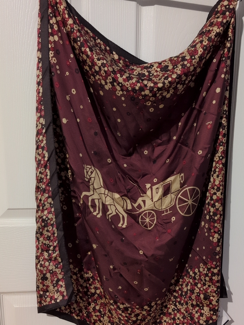 NWT Coach Dark Ruby Silk Scarf
